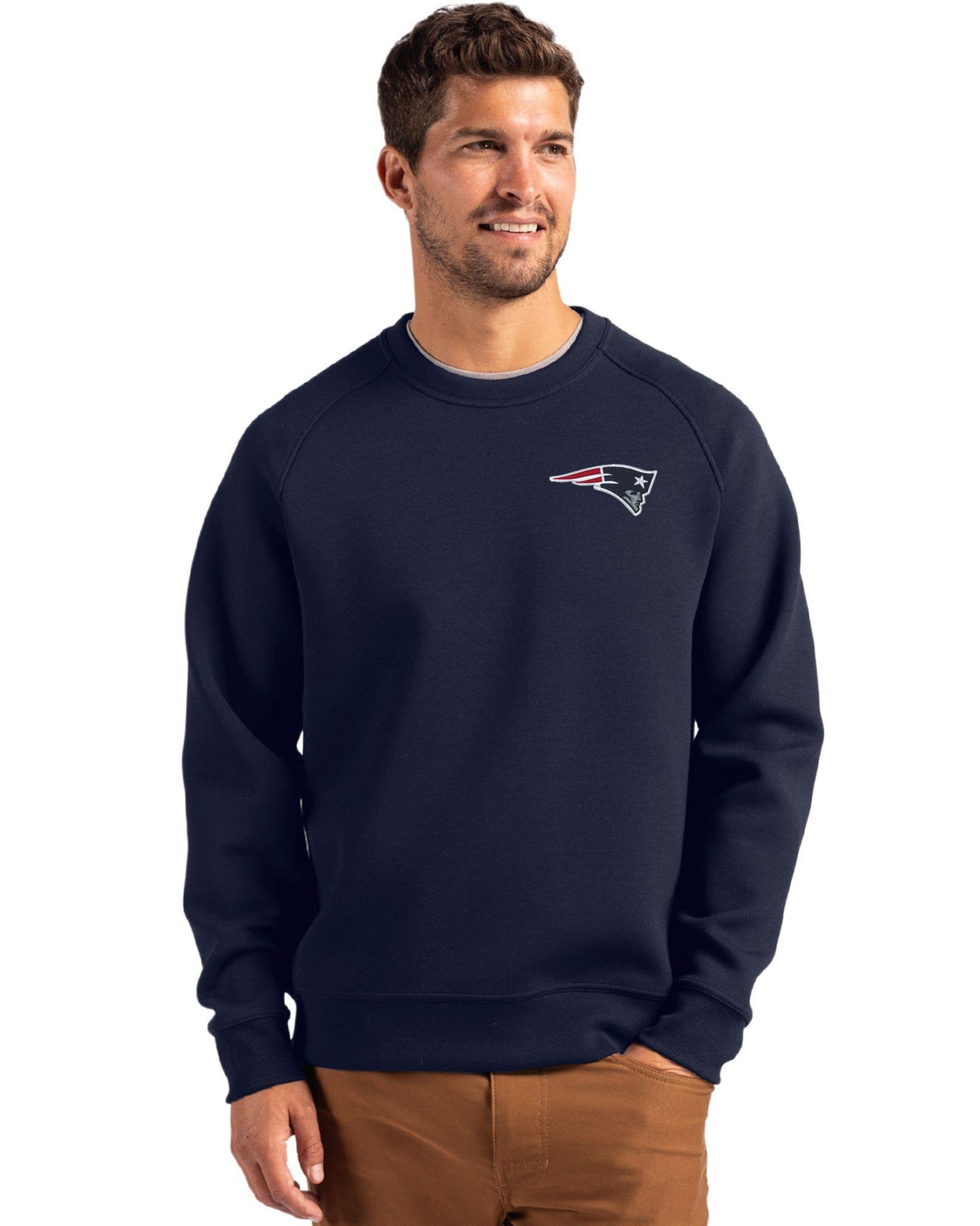Patriots Cutter & Buck Men's Roam Eco Crew Neck Pullover