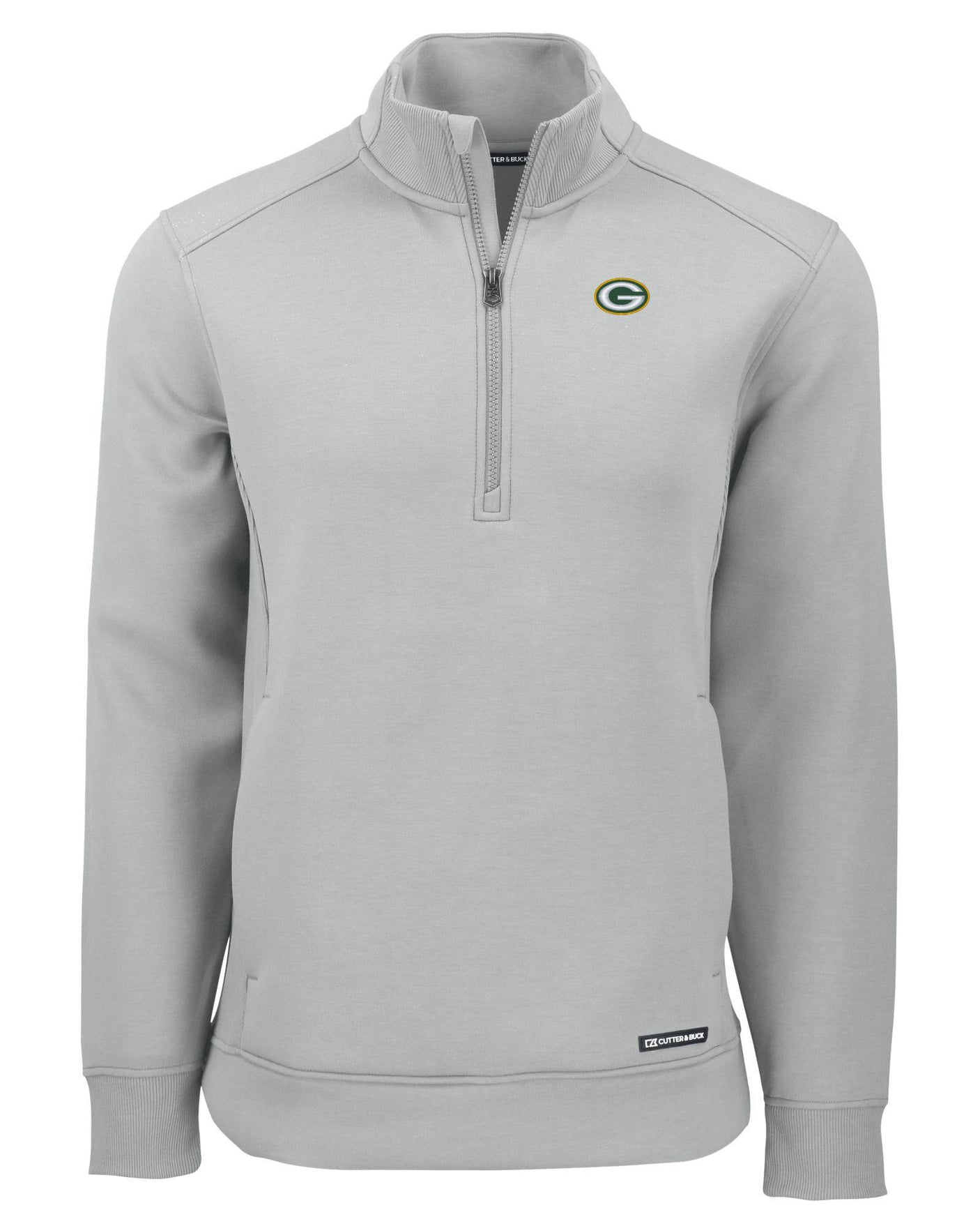 Packers Cutter and Buck Men's Grey Roam Eco Quarter Zip Pullover