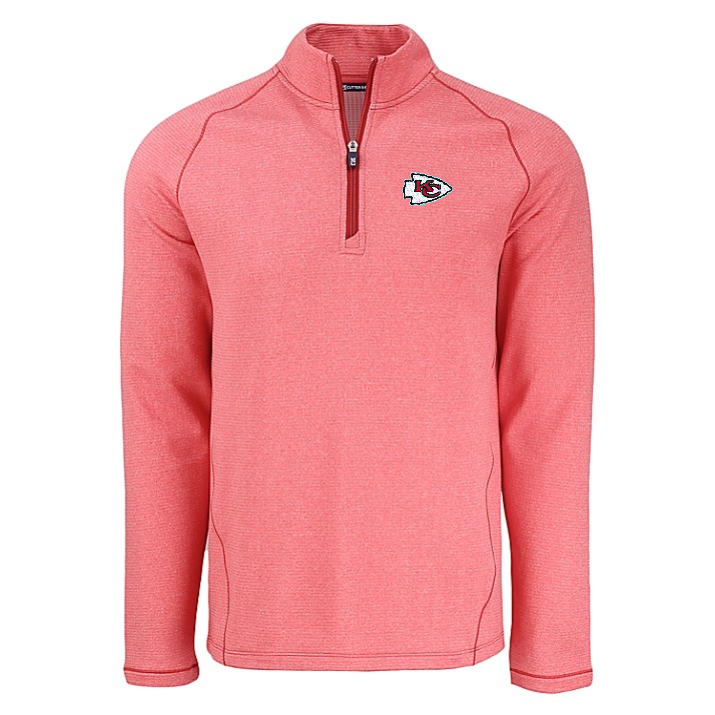 Chiefs Cutter and Buck Men's Red Peshastin Eco Fleece Half Zip Pullover
