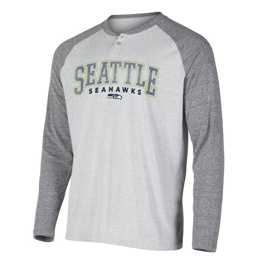 Seahawks Concepts Sport Ledger Raglan Long Sleeve Henley T-Shirt