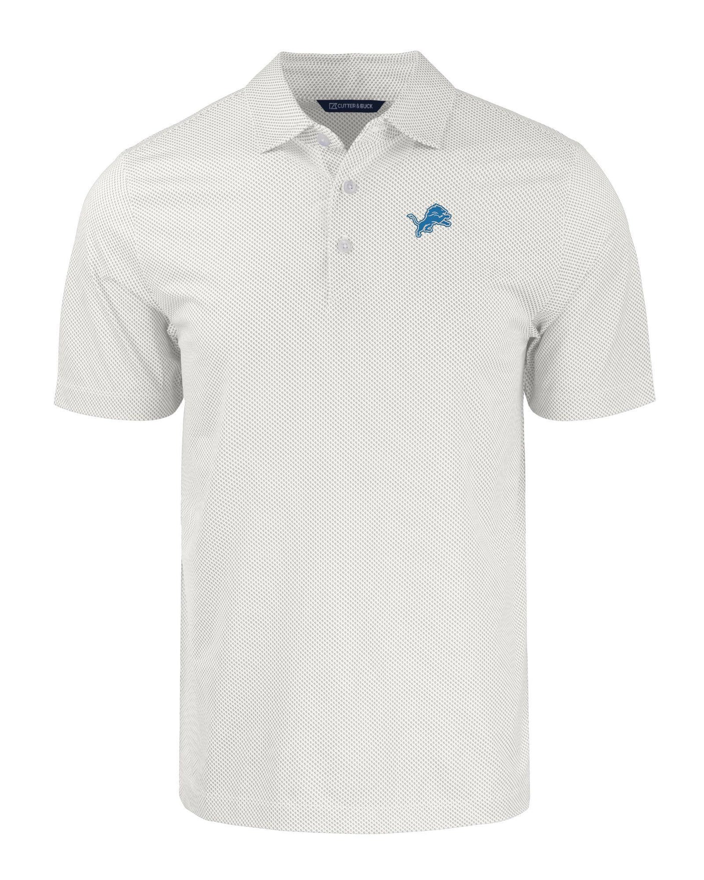 Lions Cutter and Buck Men's Grey Pike Eco Symmetry Print Recycled Polo
