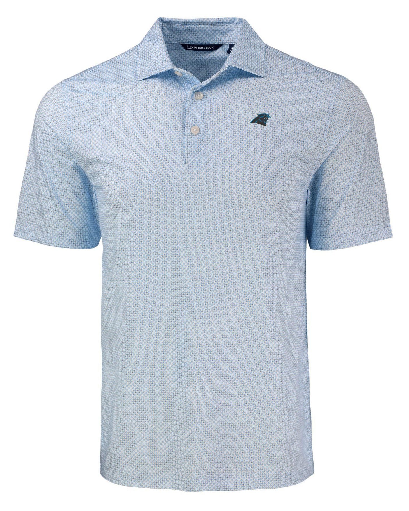 Panthers Cutter and Buck Men's Grey Pike Eco Flora Print Polo