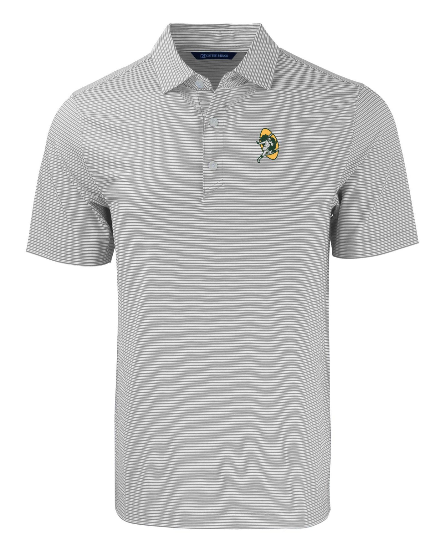 Packers Cutter and Buck Men's Polished/White Forge Eco Double Stripe Recycled Polo