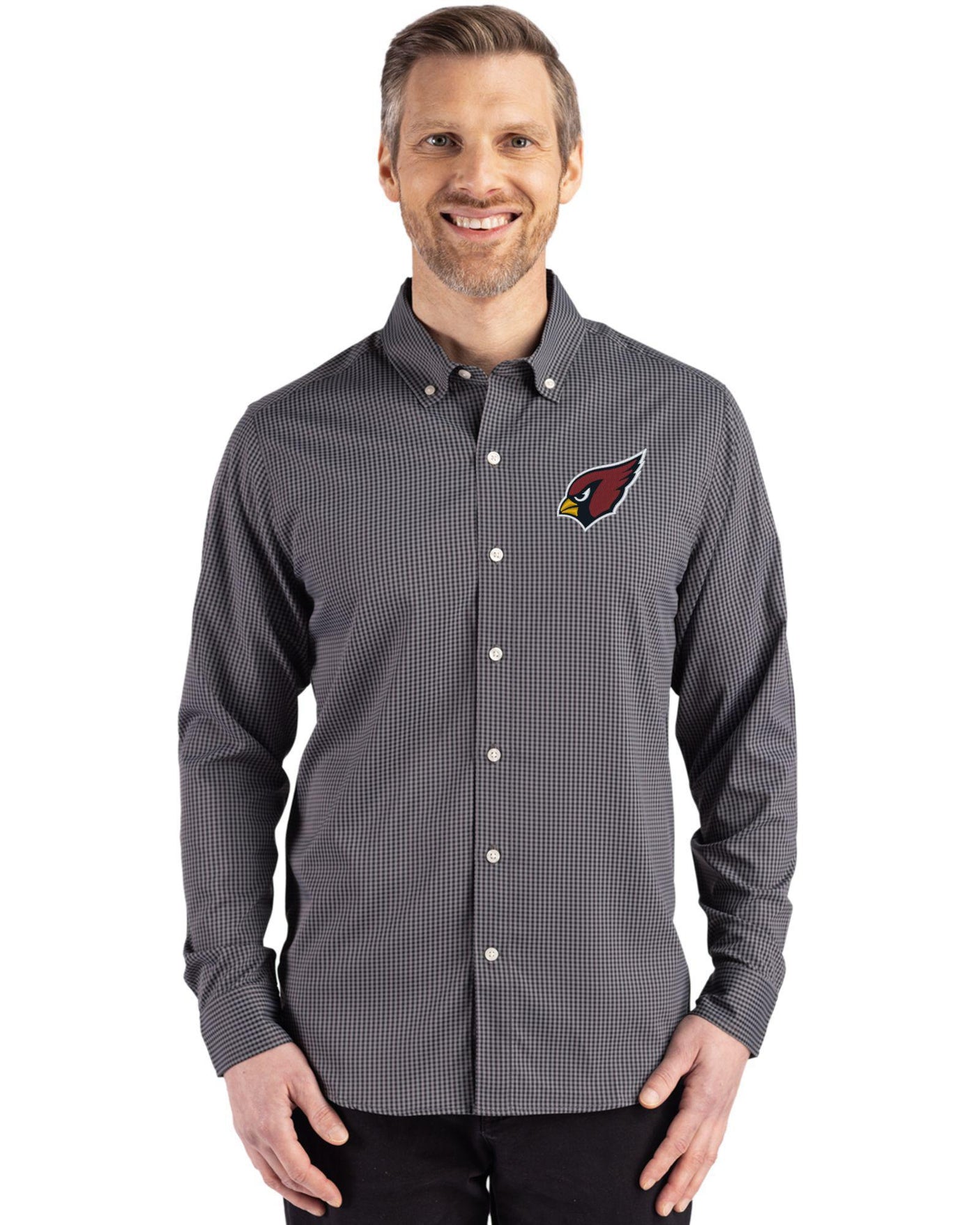 Cardinals Cutter & Buck Men's Skyline Eco Gingham Button Down Shirt