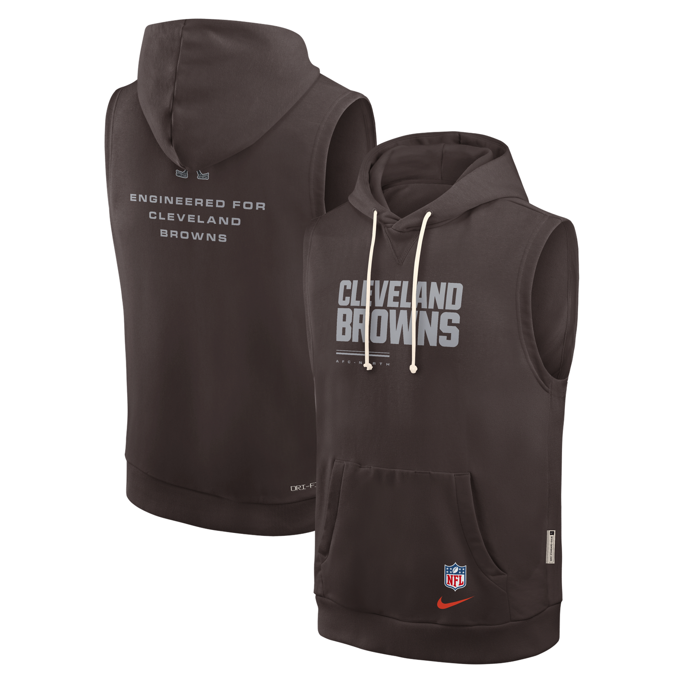 Browns 2026 Nike Men's Dri-Fit Sleeveless Fleece Hoodie