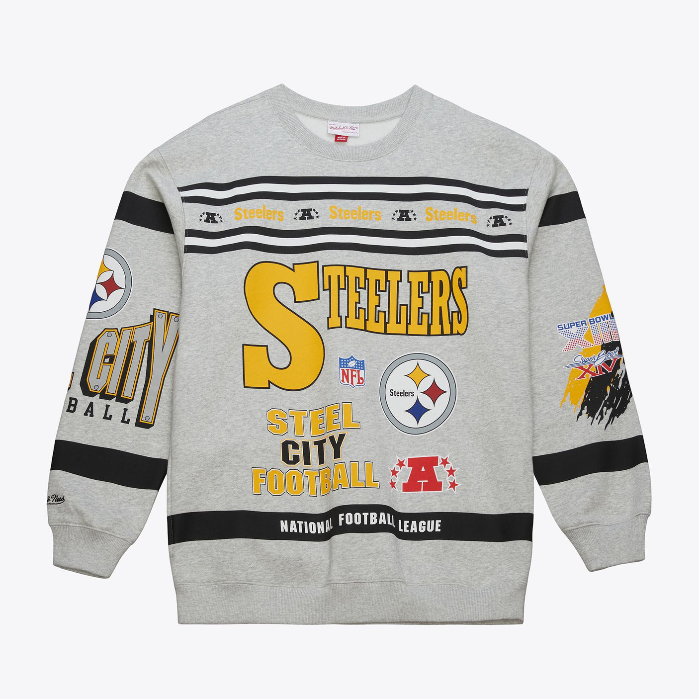 Steelers 2025 Mitchell & Ness Men's Vintage Fleece Crewneck