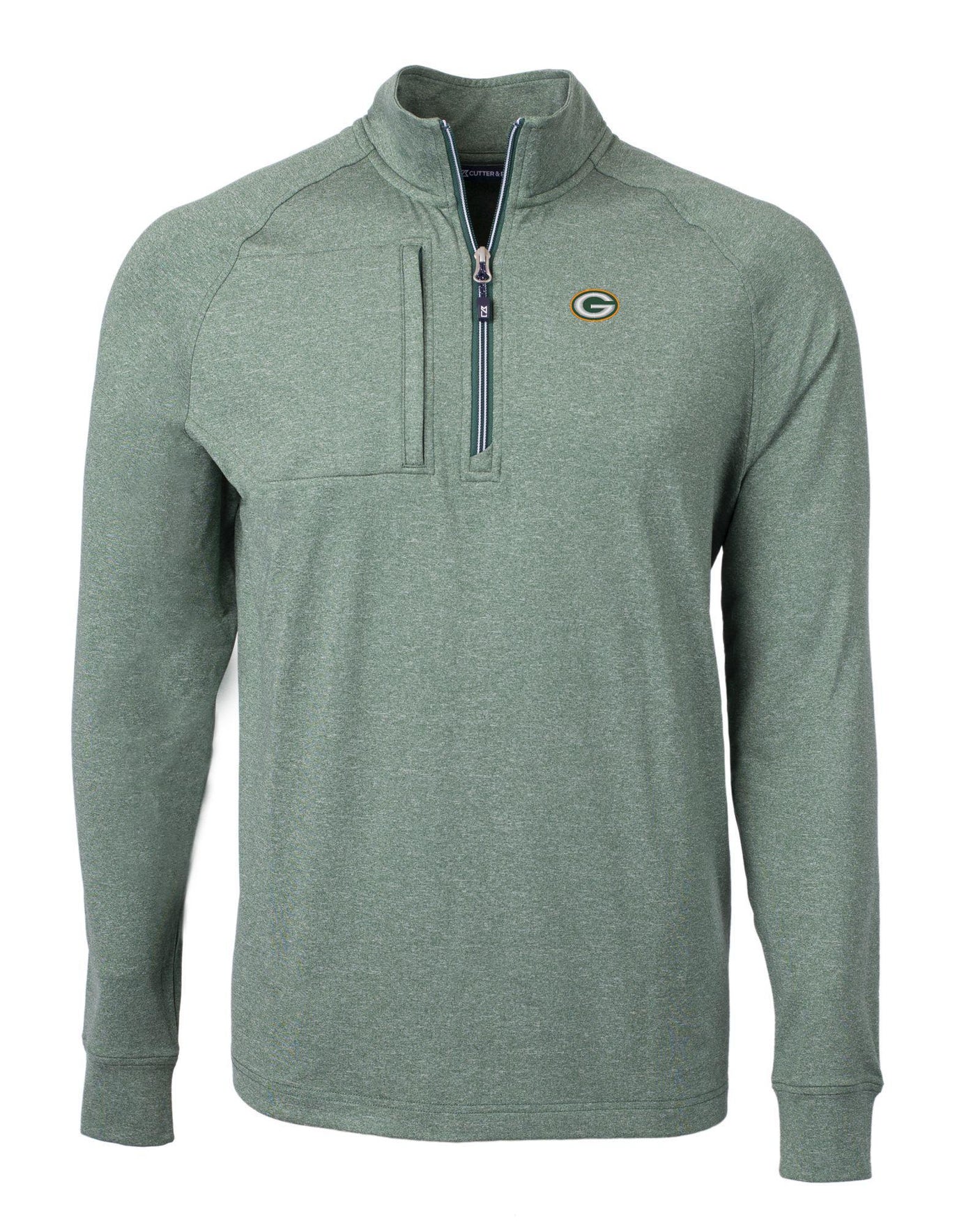 Packers Cutter and Buck Men's Adapt Eco Heather Quarter Zip Pullover