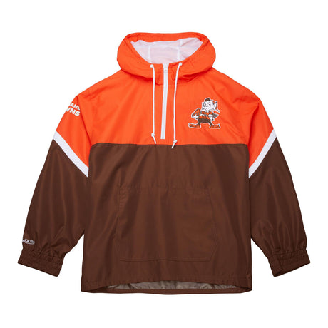 Browns 2025 Mitchell & Ness Men's NFL Tie Breaker Anorak Vintage Logo Lightweight Windbreaker
