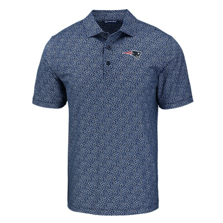 Patriots Cutter and Buck Men's Navy Pike Eco Pebble Print Recycled Polo
