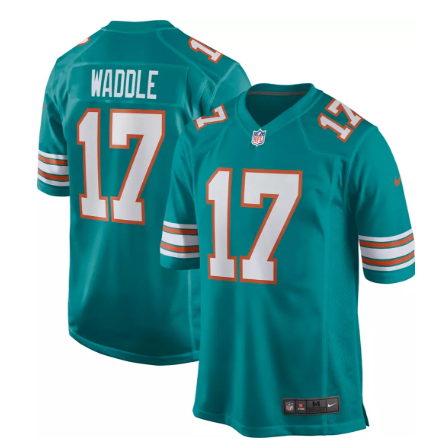 Dolphins Jaylen Waddle Men's Aqua Alternate Nike Game Jersey