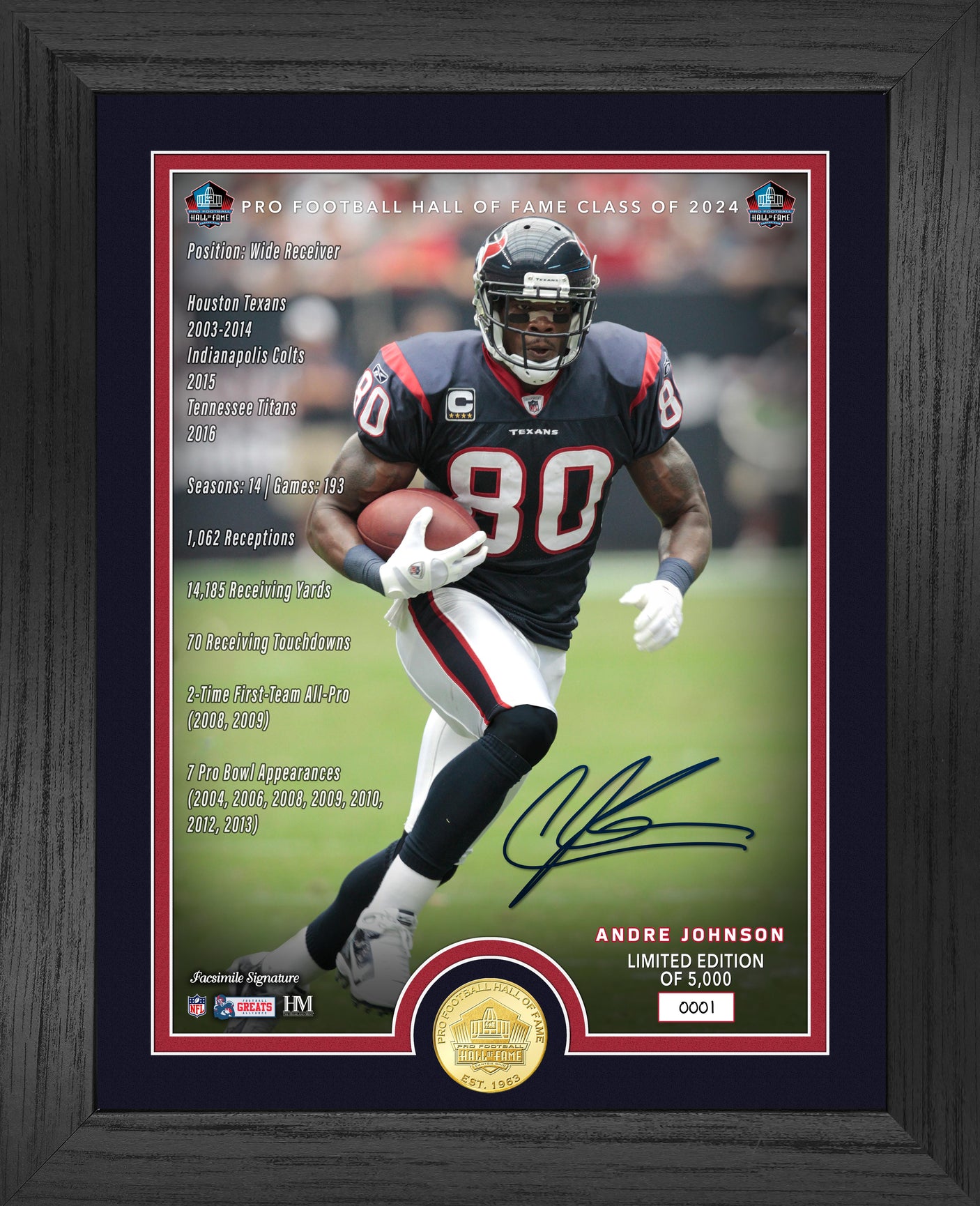 Andre Johnson Hall of Fame Class of 2024 Bronze Coin Photo Mint