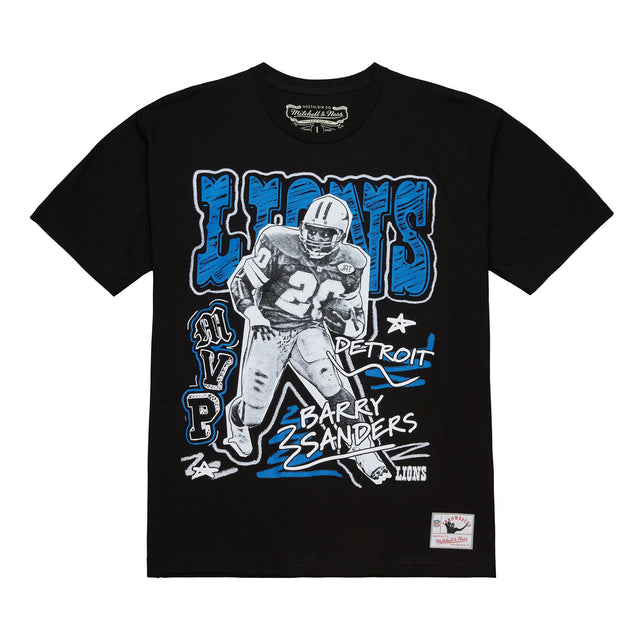 Lions Barry Sanders Mitchell & Ness Men's Chalked Up T-Shirt