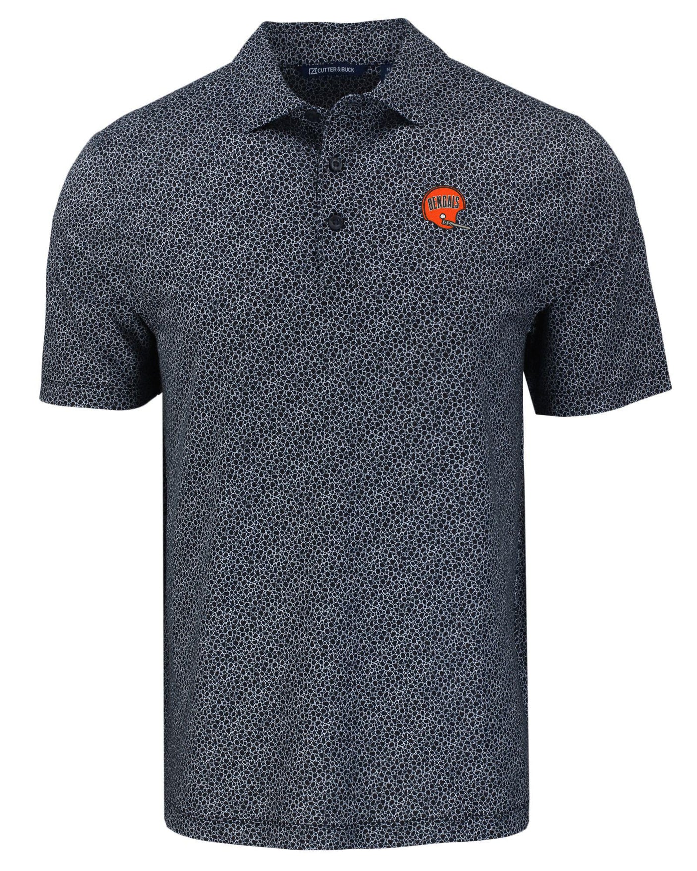 Bengals Cutter and Buck Men's Pike Eco Pebble Print Recycled Polo