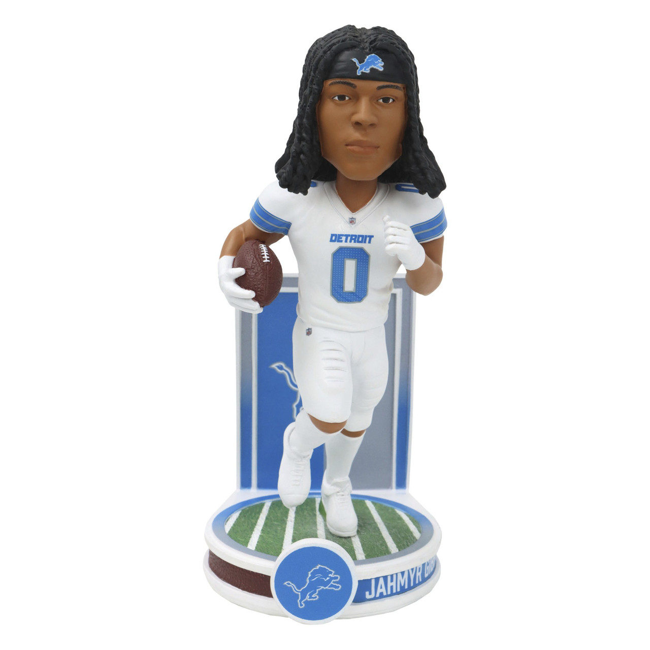 Lions Jhamyr Gibbs White Jersey 8 Inch Banner Series Bobblehead