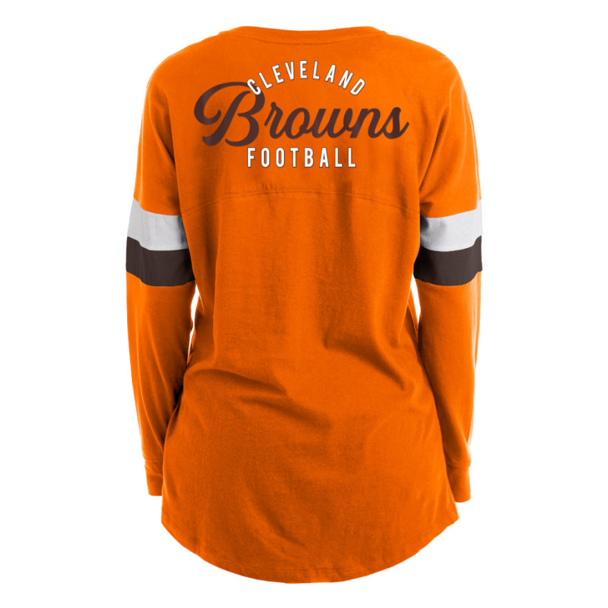Browns New Era Women's Athletic Varsity Lace-Up Long Sleeve T-Shirt