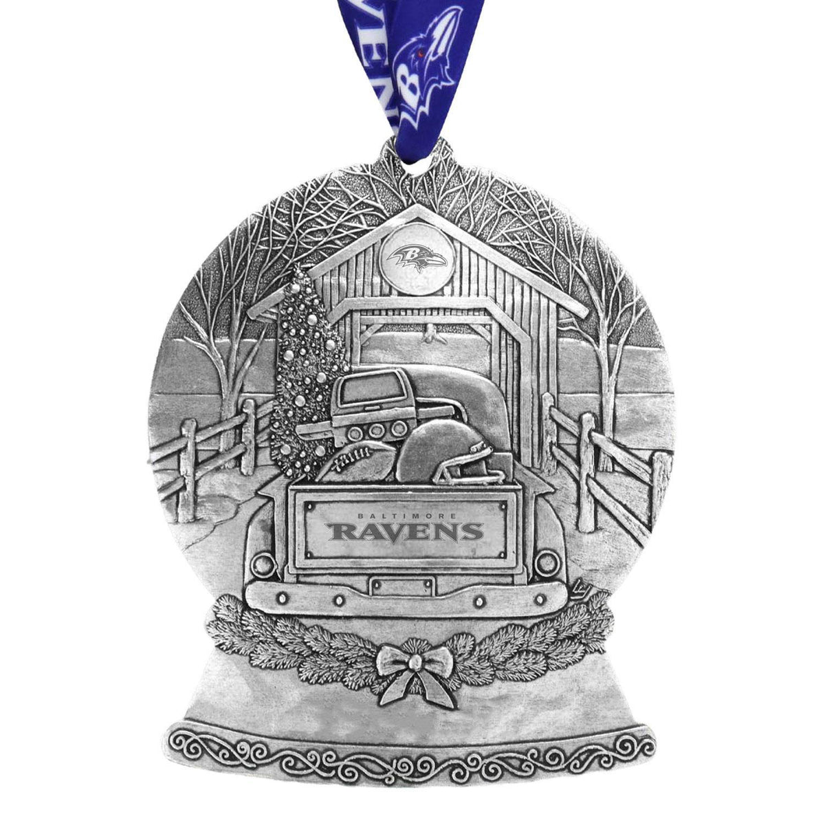 Ravens Tailgate Truck Snow Globe Ornament