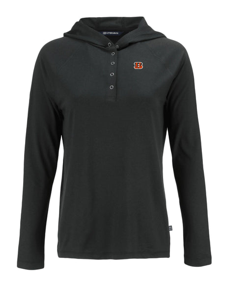 Bengals Cutter and Buck Women's Black Coastline Epic Comfort Eco Hooded Shirt