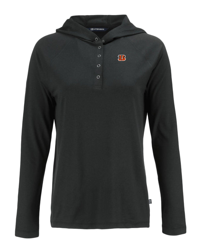 Bengals Cutter and Buck Women's Black Coastline Epic Comfort Eco Hooded Shirt