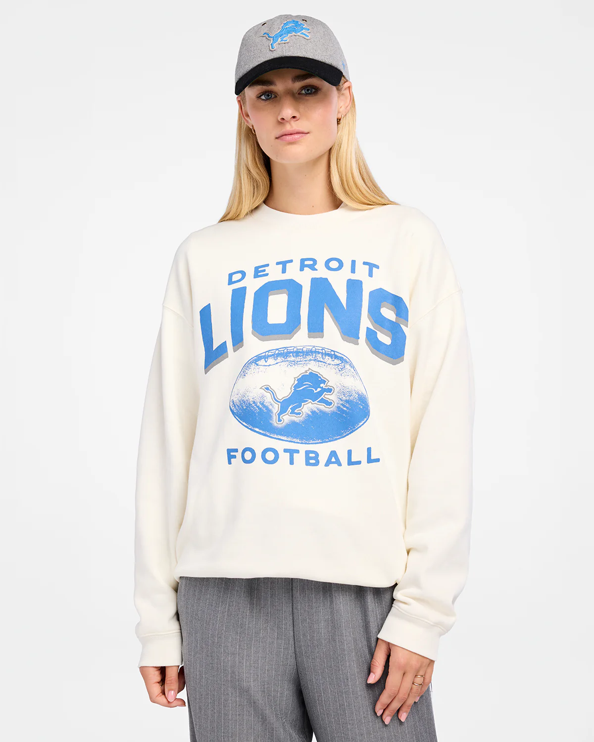 Lions 2025 '47 Brand Women's Arch Cloud Oversized Crewneck