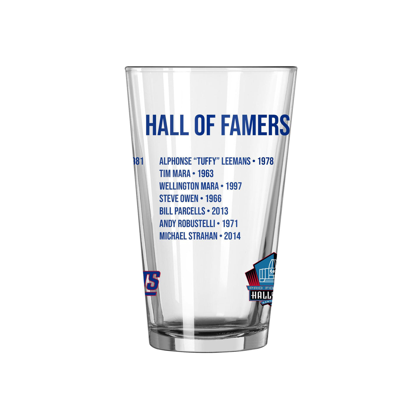 Giants Hall of Famer Pint Glass