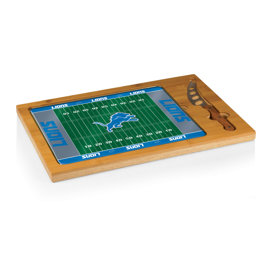 Lions Icon Glass Top Cutting Board & Knife Set by Picnic Time Pro Football Hall of Fame