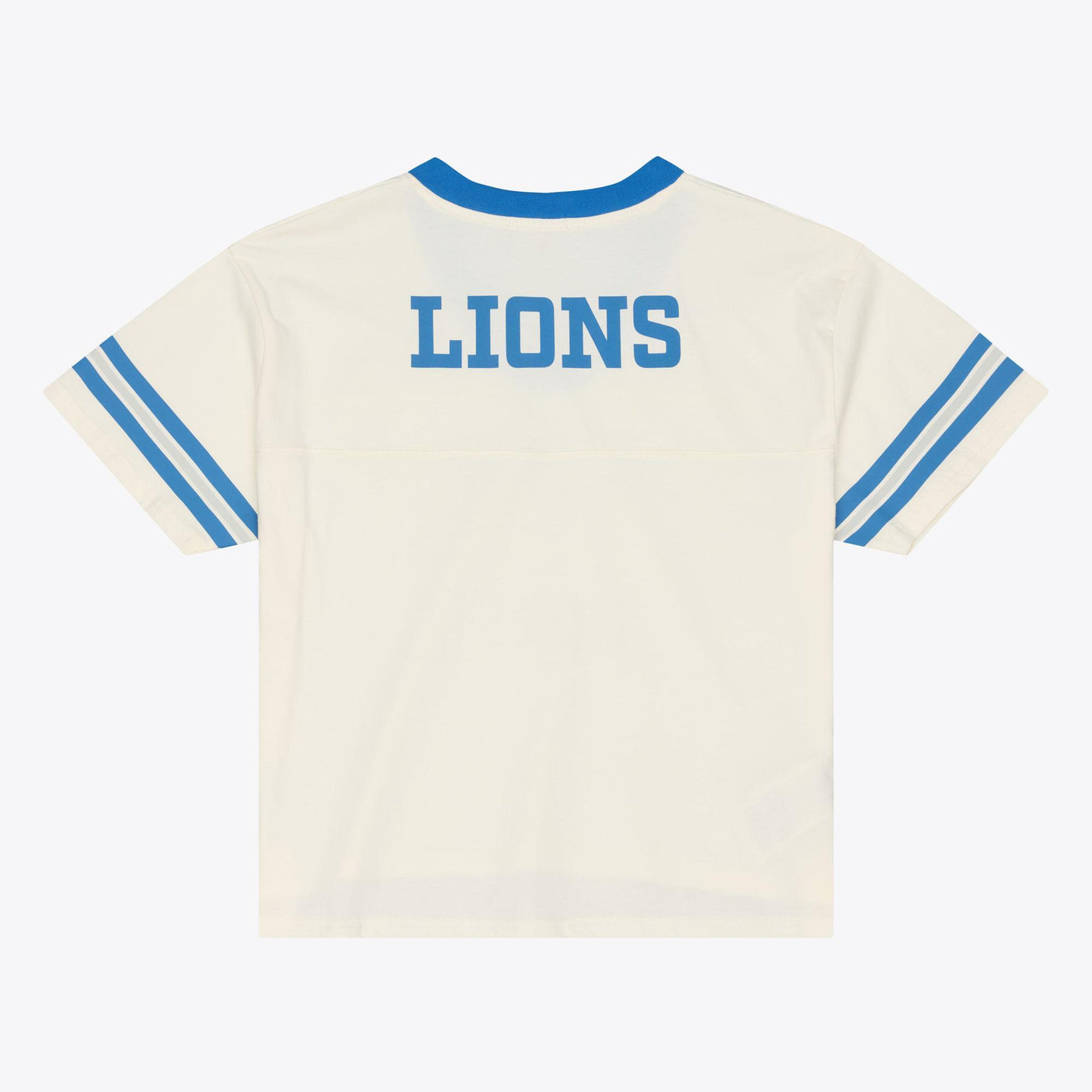 Lions 2026 Mitchell & Ness Women's Retro Roots Crop Boxy Yoke T-Shirt Pro Football Hall of Fame