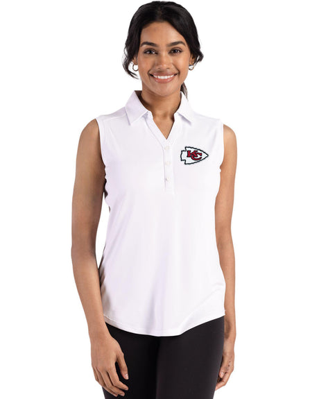 Chiefs Cutter and Buck Women's White Forge Eco Recycled Sleeveless Polo