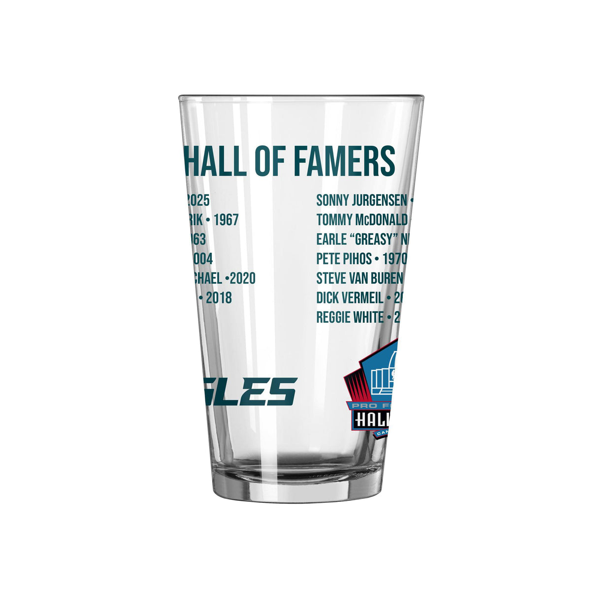Eagles Hall of Famer Pint Glass Pro Football Hall of Fame