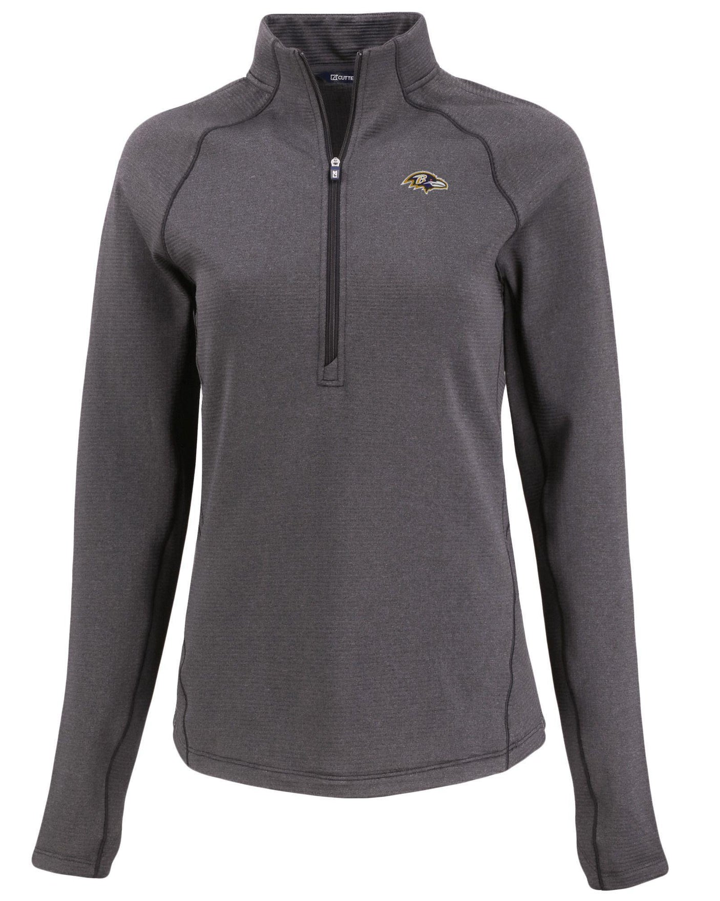 Ravens Cutter and Buck Women's Black Peshastin Eco Fleece Half Zip Pullover