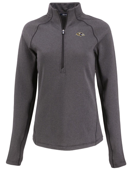 Ravens Cutter and Buck Women's Black Peshastin Eco Fleece Half Zip Pullover