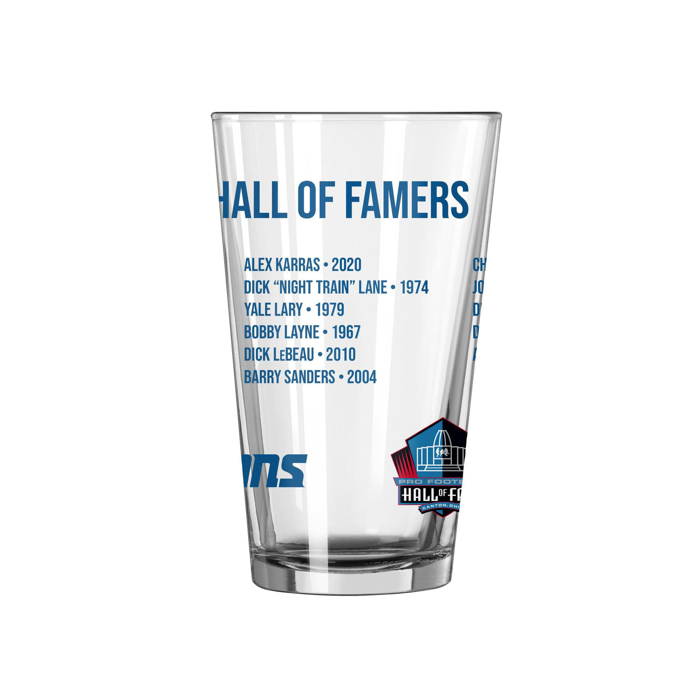 Lions Hall of Famer Pint Glass