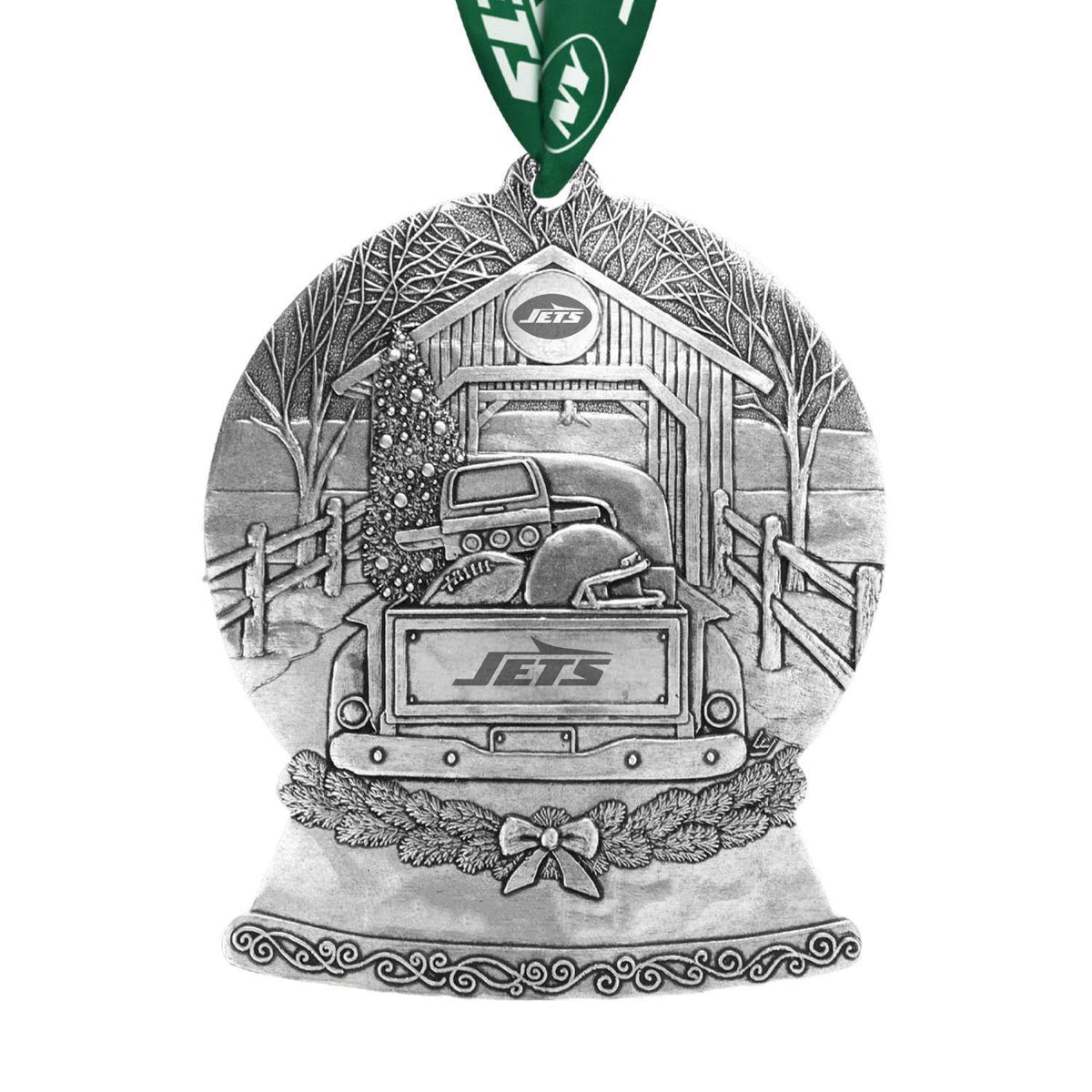 Jets Tailgate Truck Snow Globe Ornament