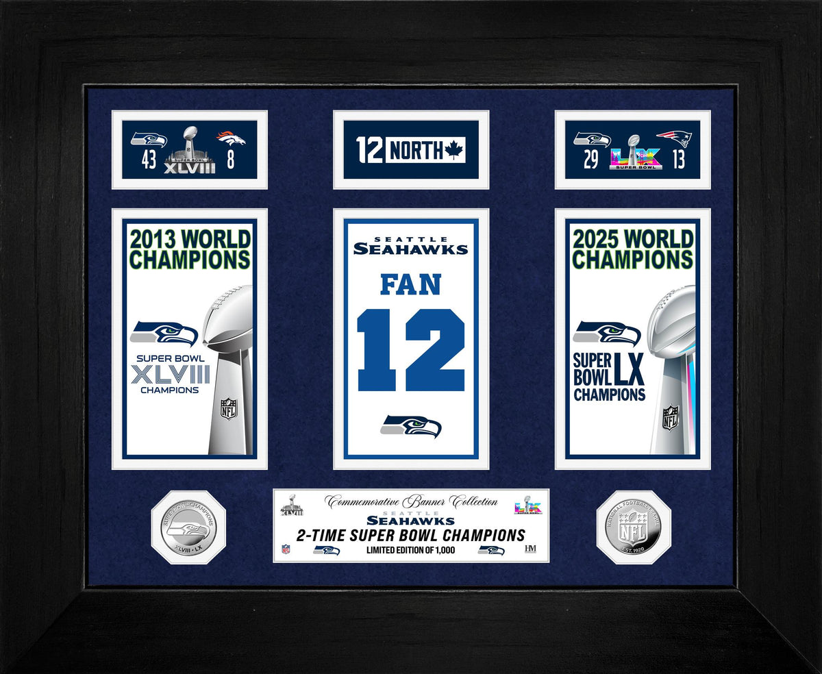 Seahawks Super Bowl Deluxe Champions Banner Collection Silver Coin Photo Mint