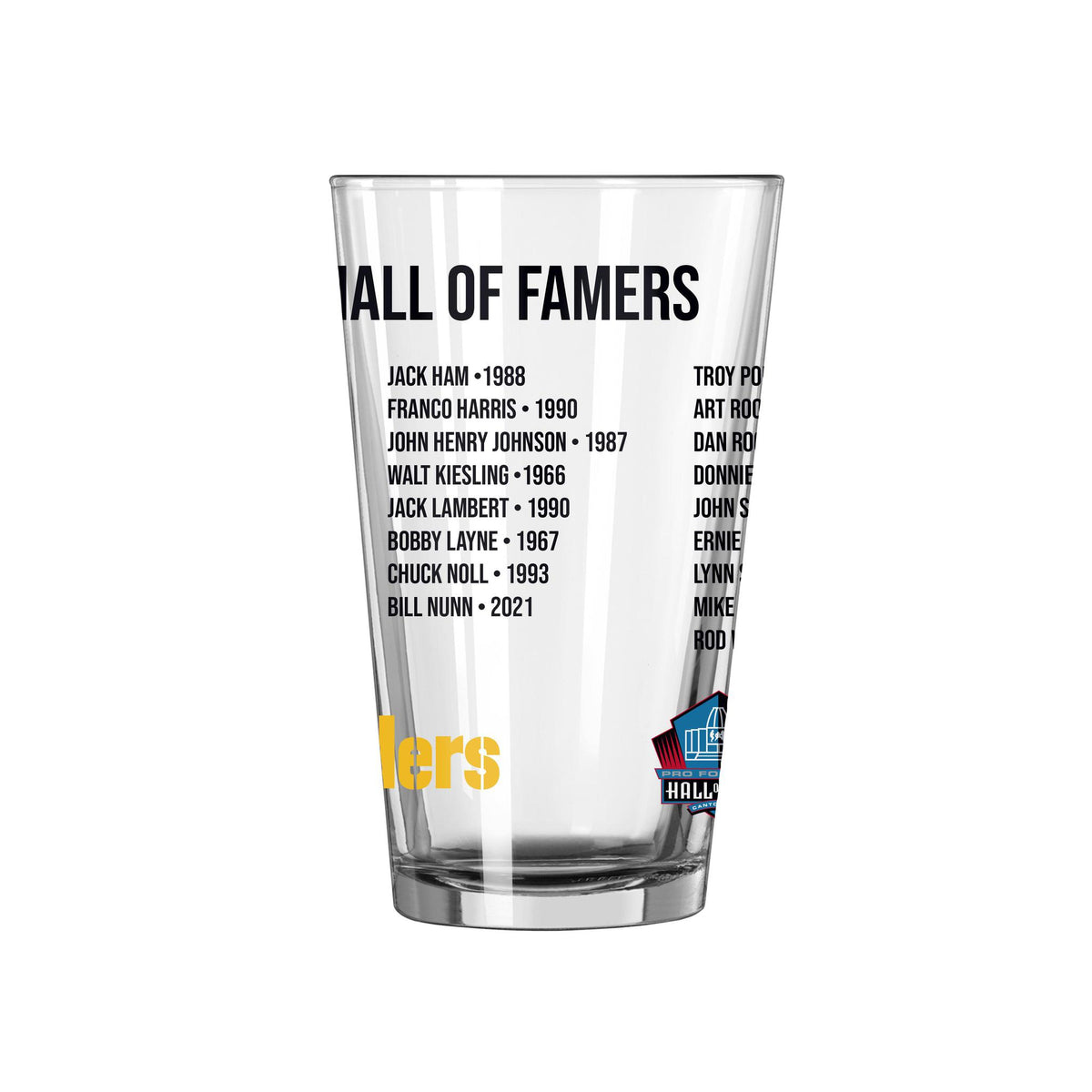 Steelers Hall of Famer Pint Glass Pro Football Hall of Fame