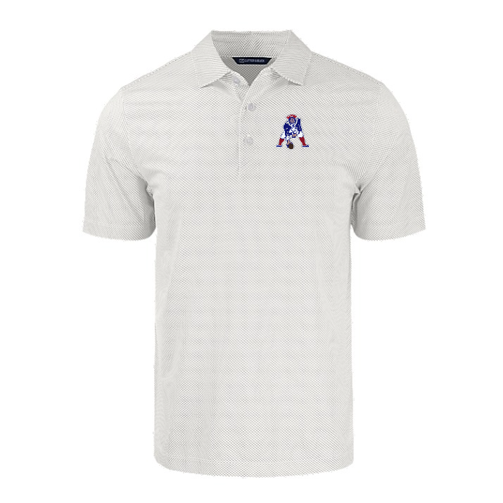 Patriots Cutter and Buck Men's White/Polished Pike Eco Symmetry Print Recycled Polo