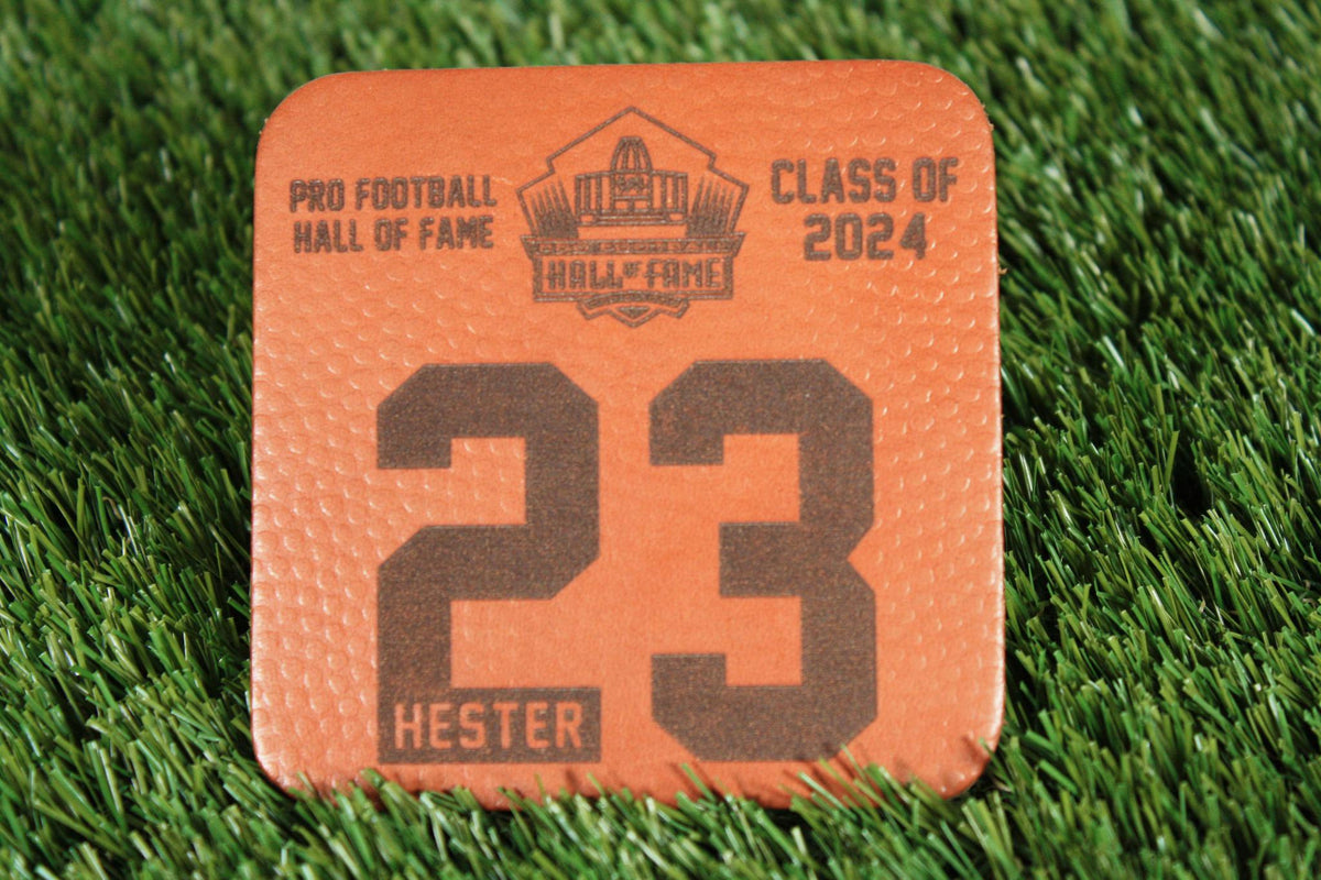 Devin Hester Class of 2024 Leather Player Coaster Pro Football Hall of Fame