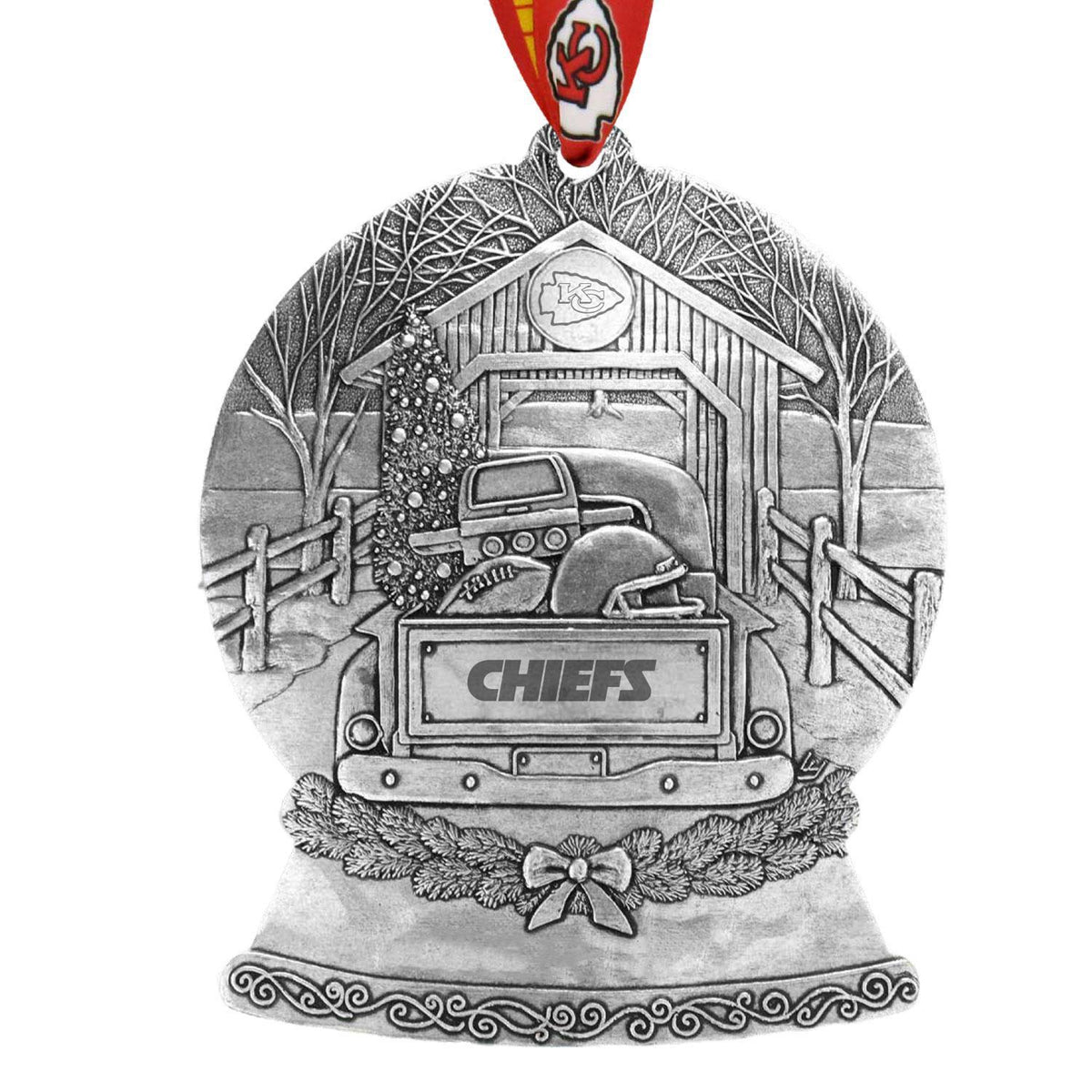 Chiefs Tailgate Truck Snow Globe Ornament