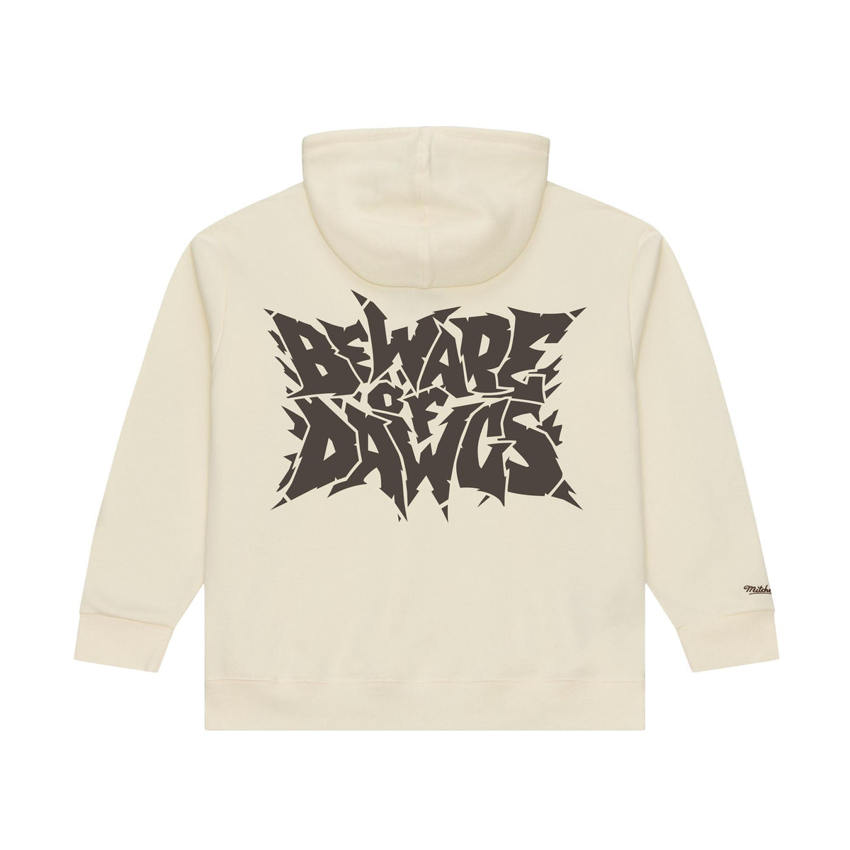 Browns 2026 Mitchell & Ness Men's Cream Beware of the Dawgs Hoodie Pro Football Hall of Fame