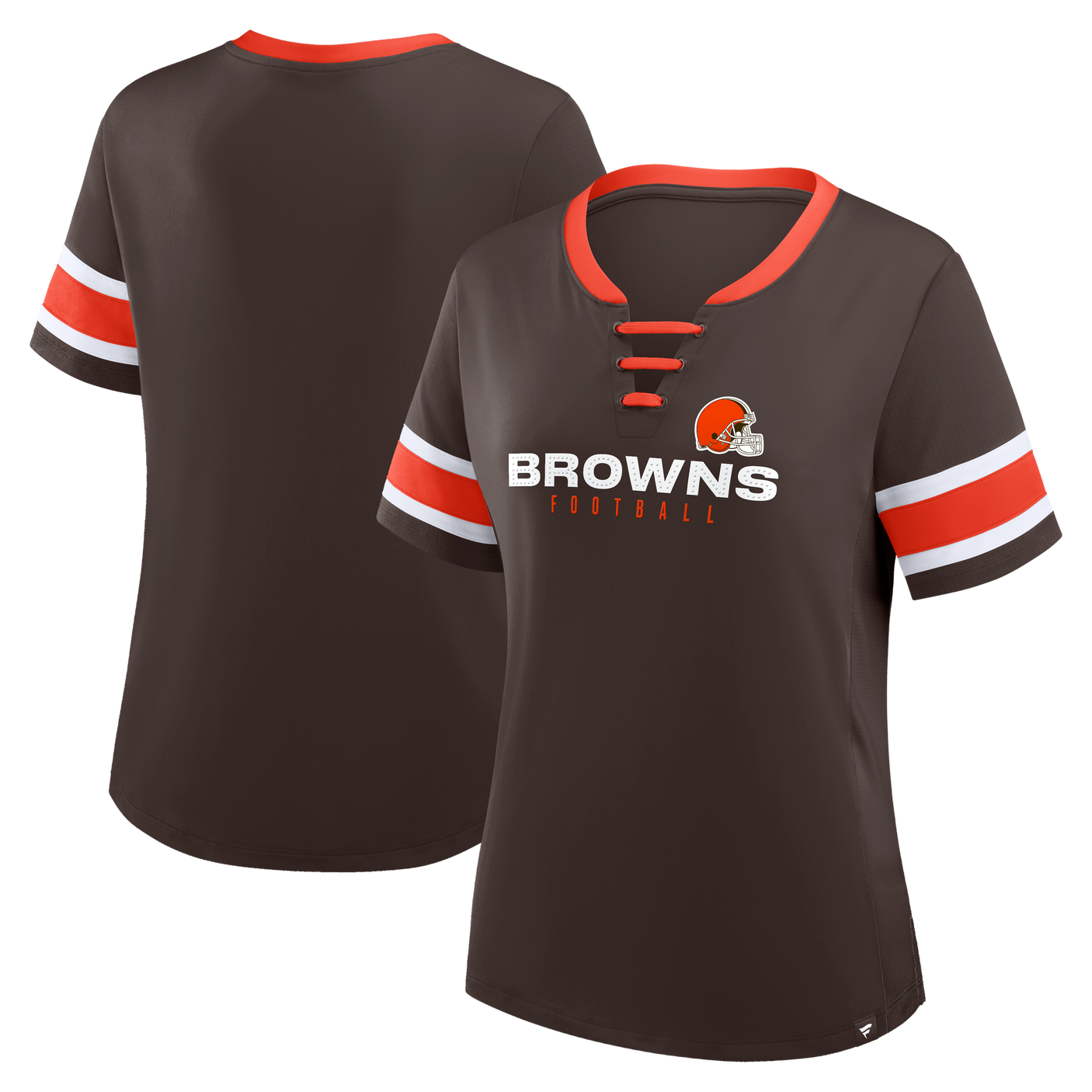 Browns 2025 Fanatics Women's Draw Play Athena Lace Up T-Shirt