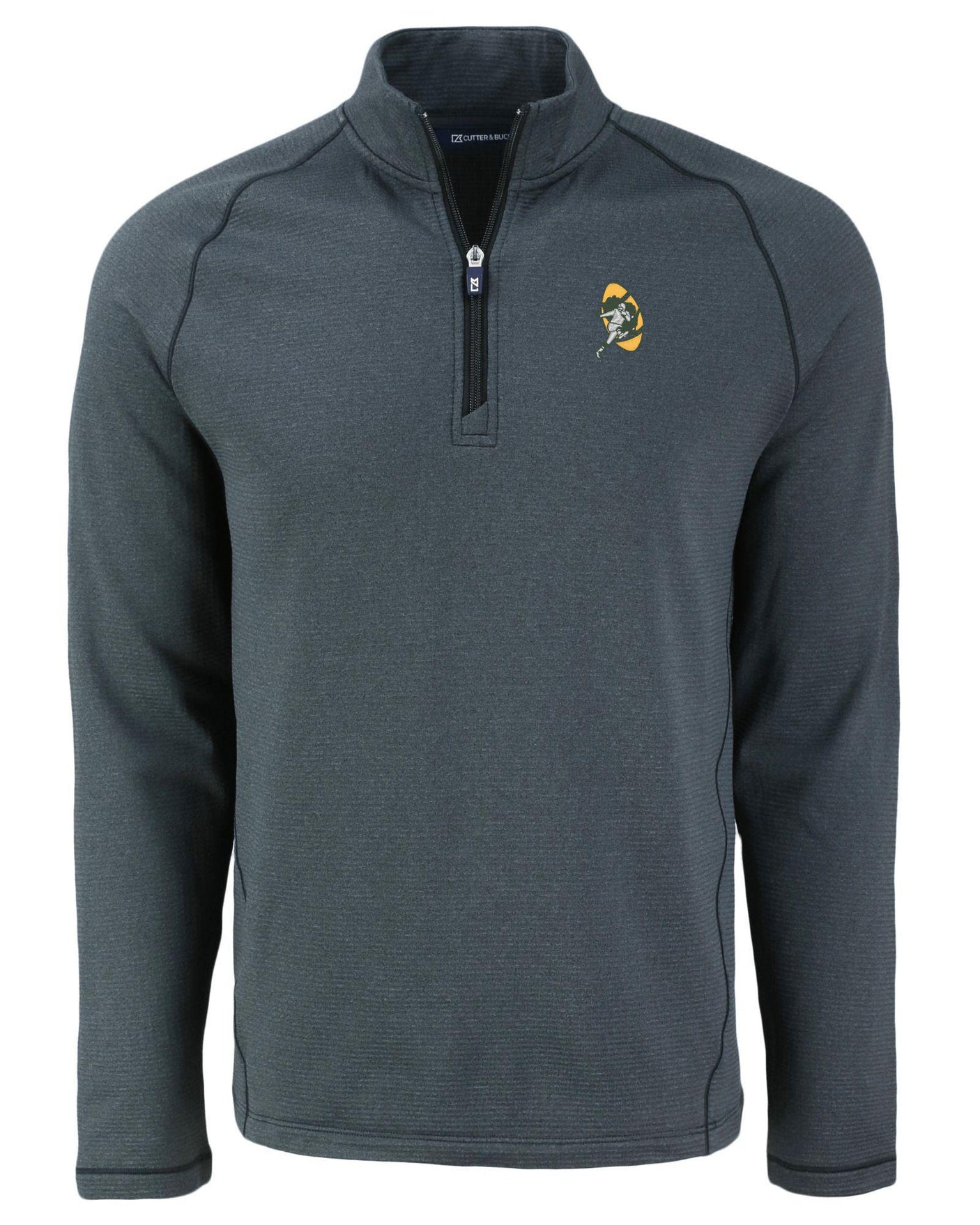 Packers Cutter and Buck Men's Black Peshastin Eco Fleece Half Zip Pullover