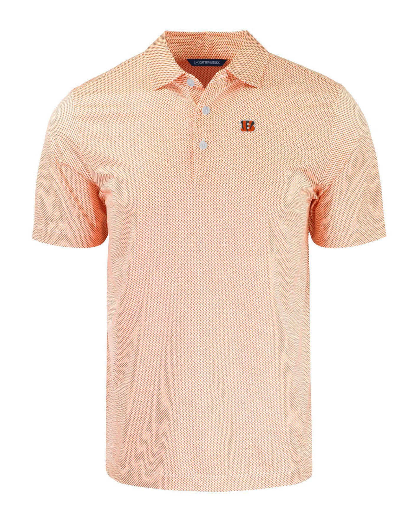 Bengals Cutter and Buck Men's Orange Pike Eco Symmetry Print Recycled Polo