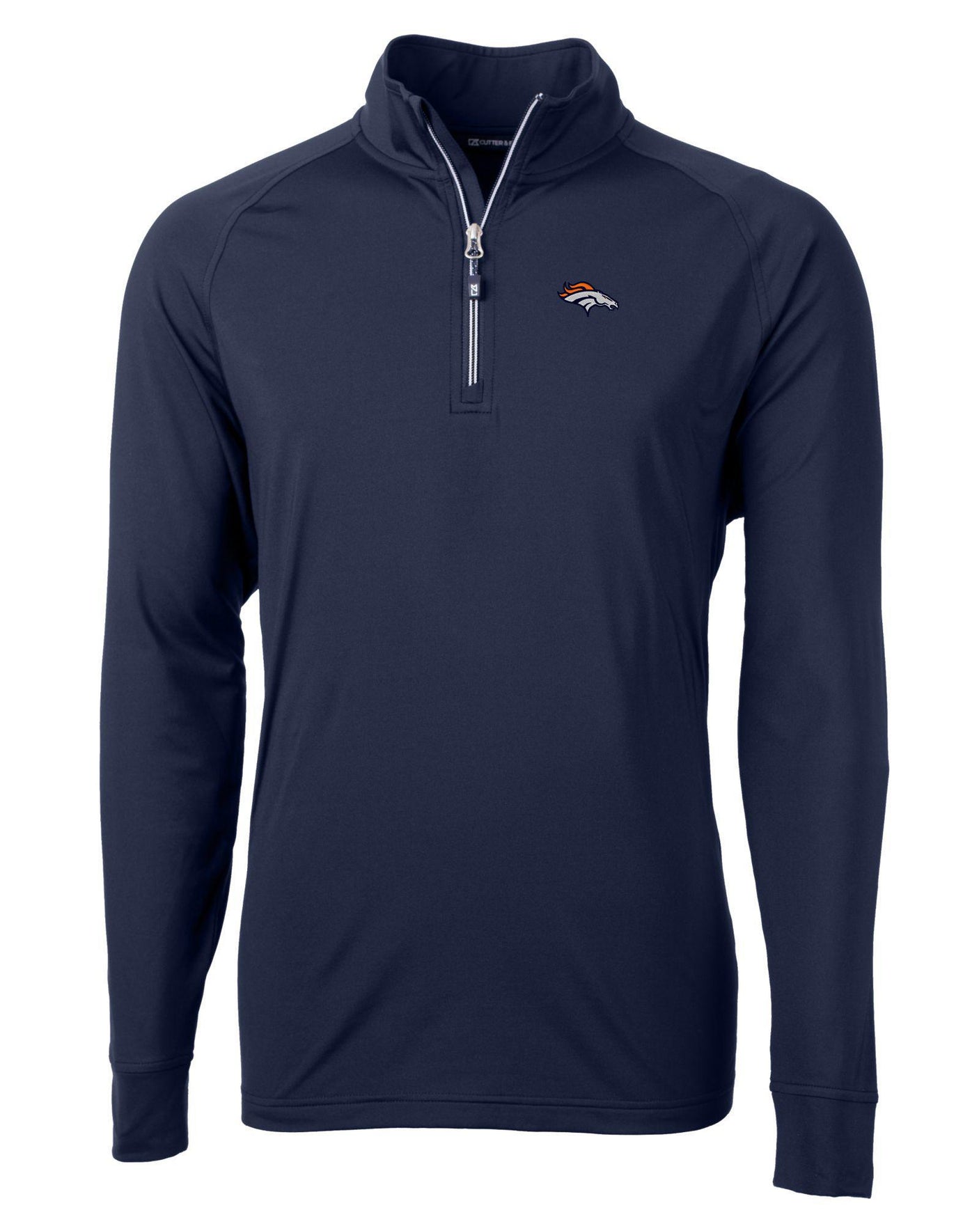 Broncos Cutter and Buck Men's Navy Adapt Eco Knit Quarter Zip Pullover
