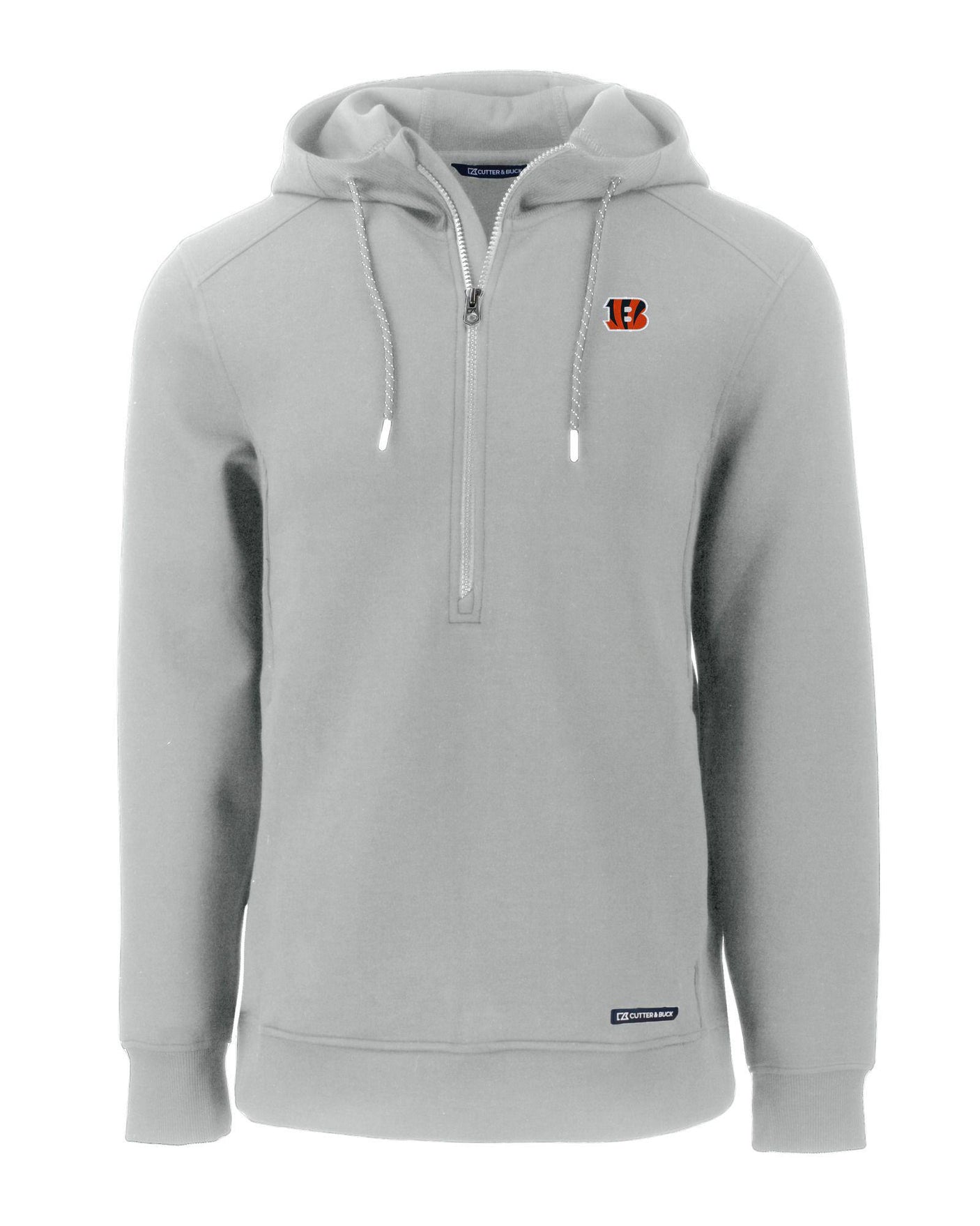 Bengals Cutter and Buck Men's Grey Roam Eco Half Zip Hooded Pullover