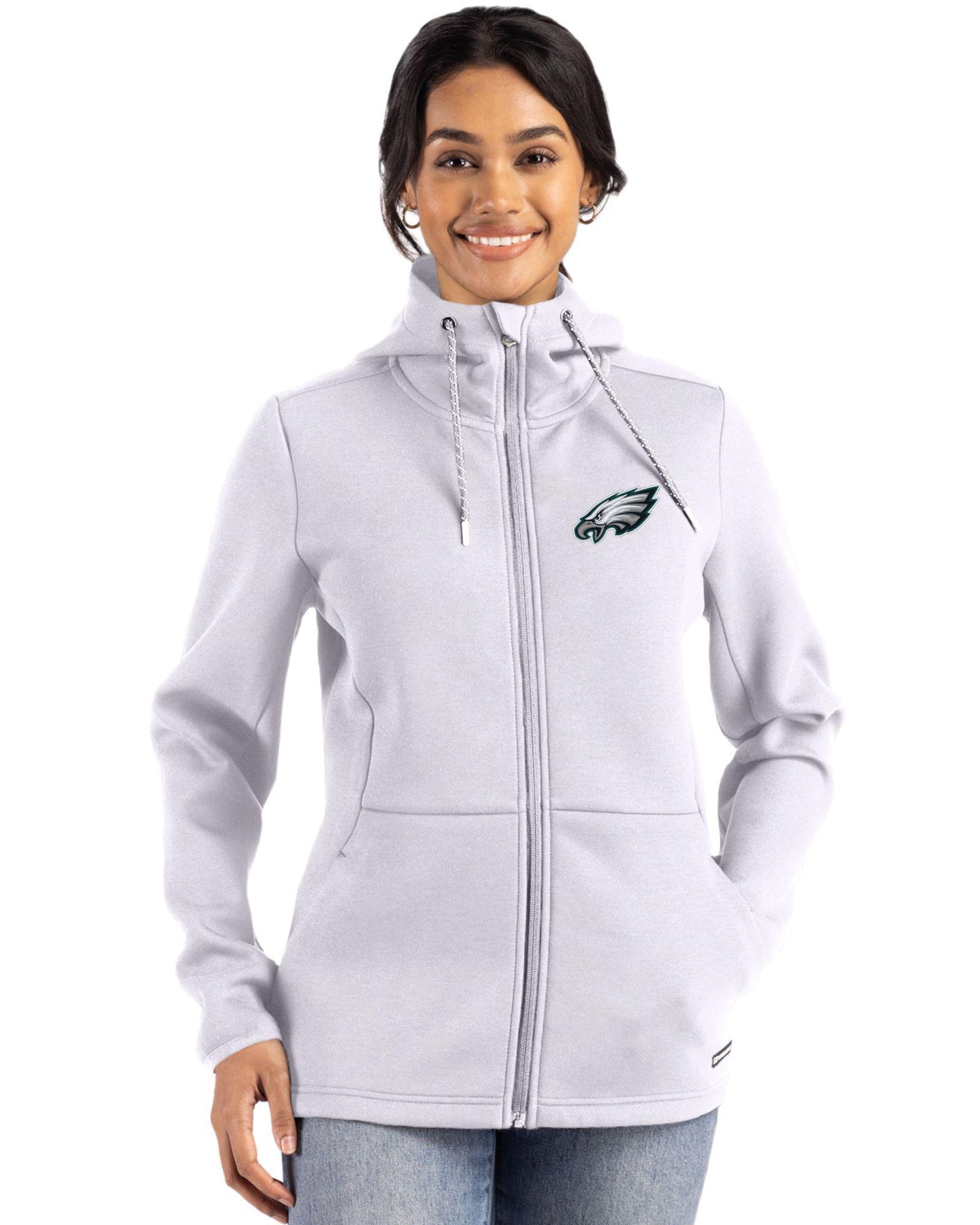 Eagles Cutter & Buck Women's Roam Eco Full Zip Hooded Jacket