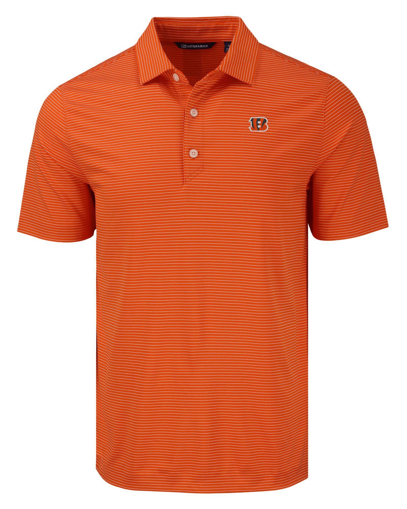 Bengals Cutter and Buck Men's Orange Forge Eco Fine Line Stripe Recycled Polo
