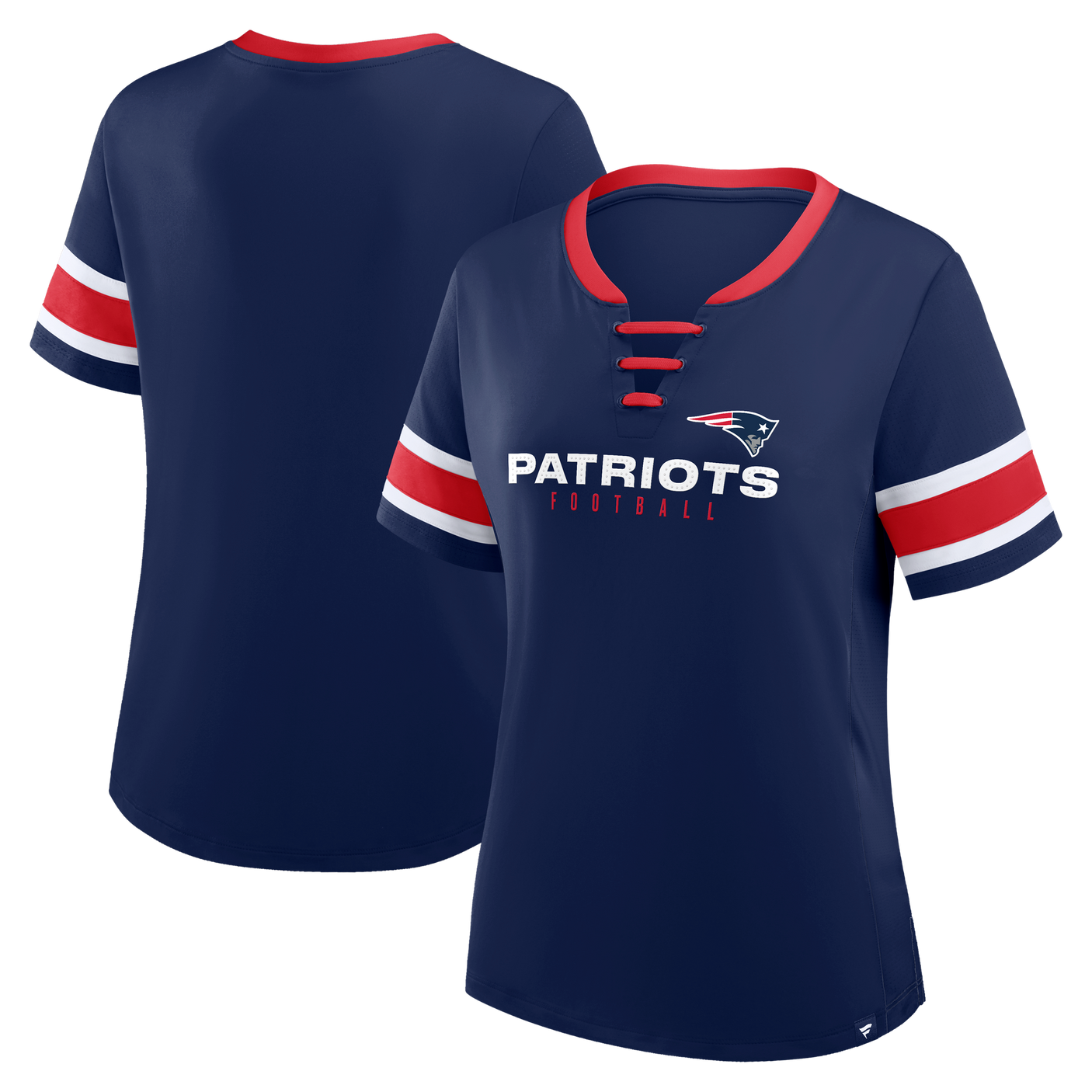 Patriots 2025 Fanatics Women's Draw Play Athena Lace Up T-Shirt