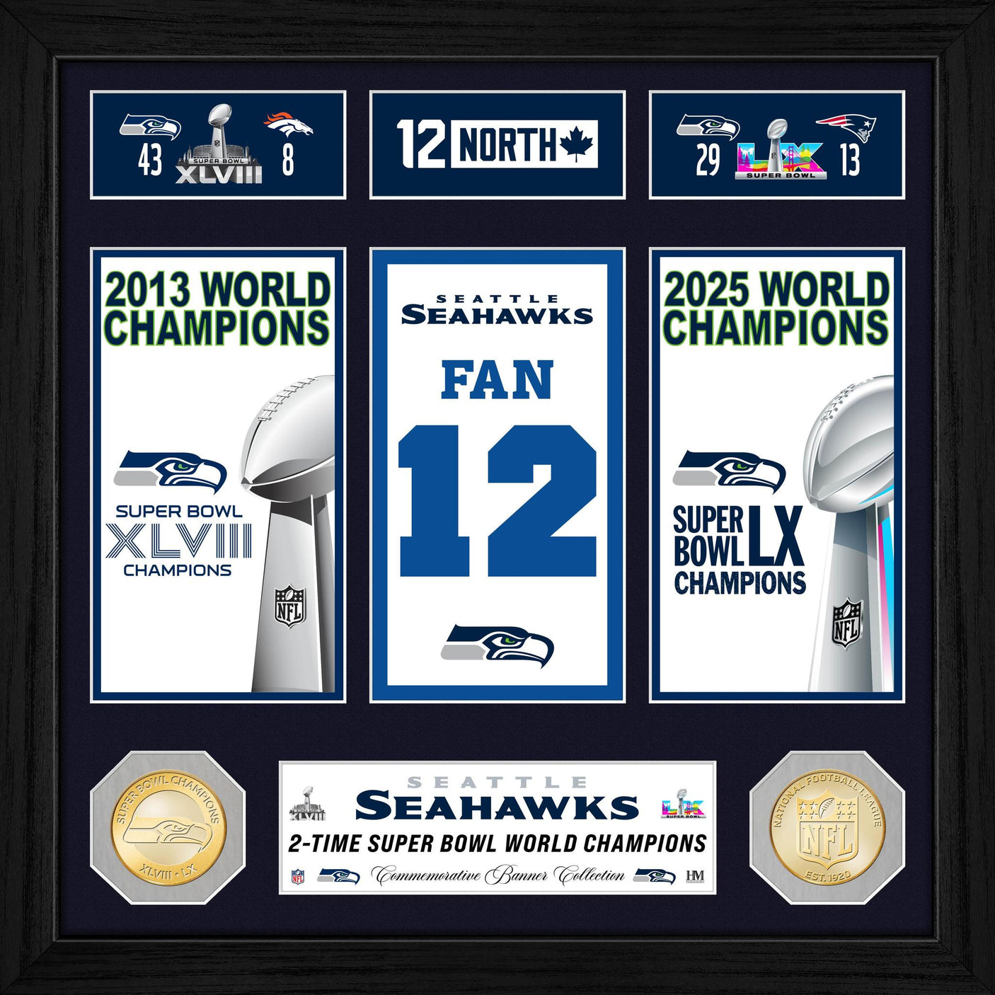 Seahawks Super Bowl Champions Banner Collection Bronze Coin Photo Mint