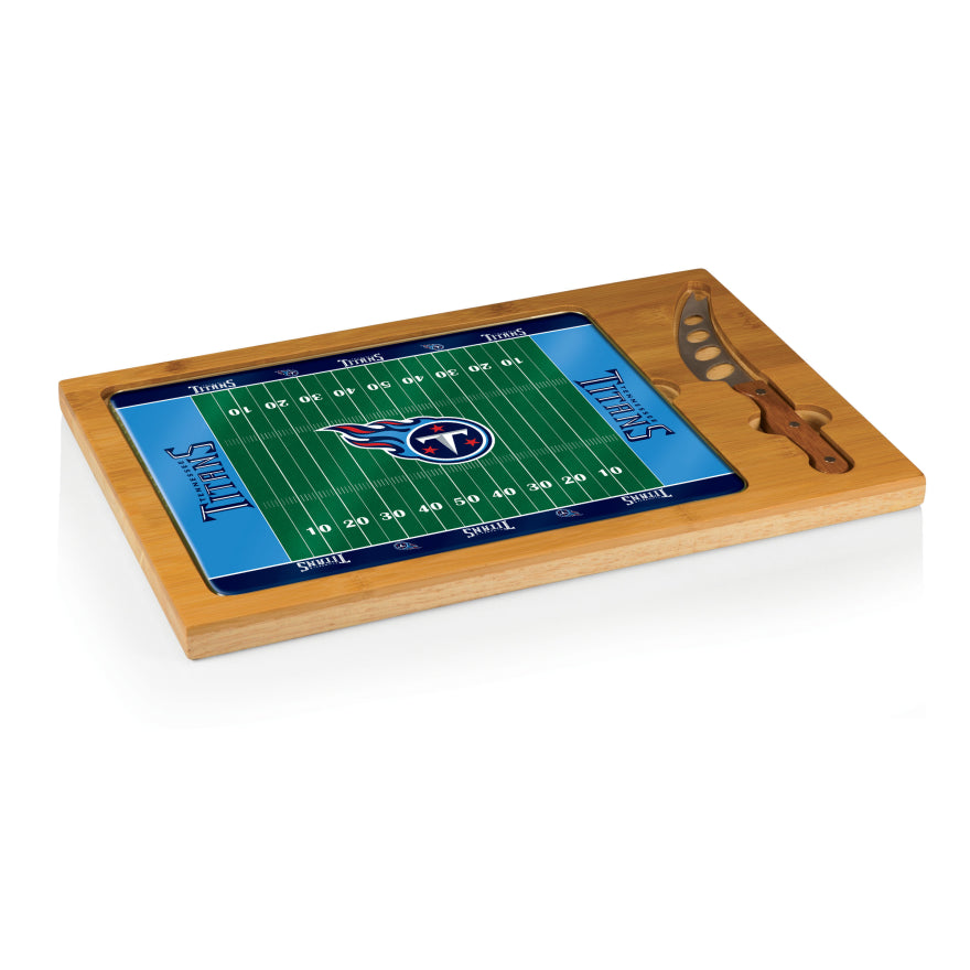 Titans Icon Glass Top Cutting Board & Knife Set by Picnic Time Pro Football Hall of Fame