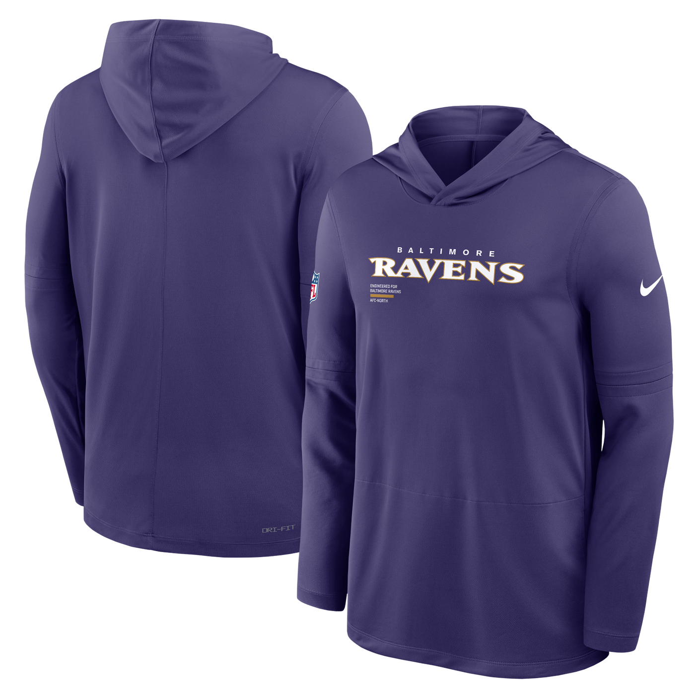 Ravens 2025 Nike Men's Dri-Fit Lightweight Long Sleeve Hoodie Top