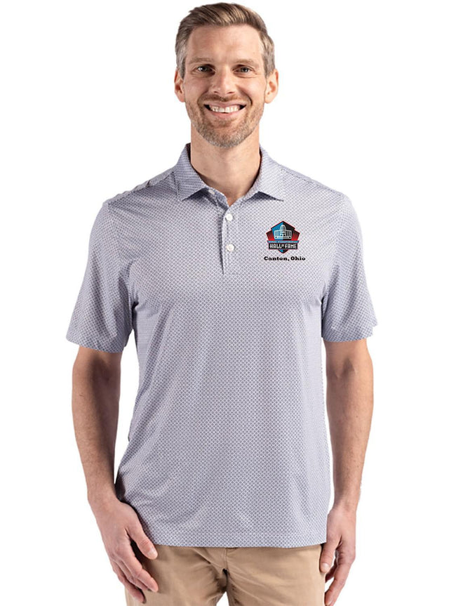 Hall of Fame Cutter & Buck Men's Black Pike Eco Diamond Dot Print Recycled Polo